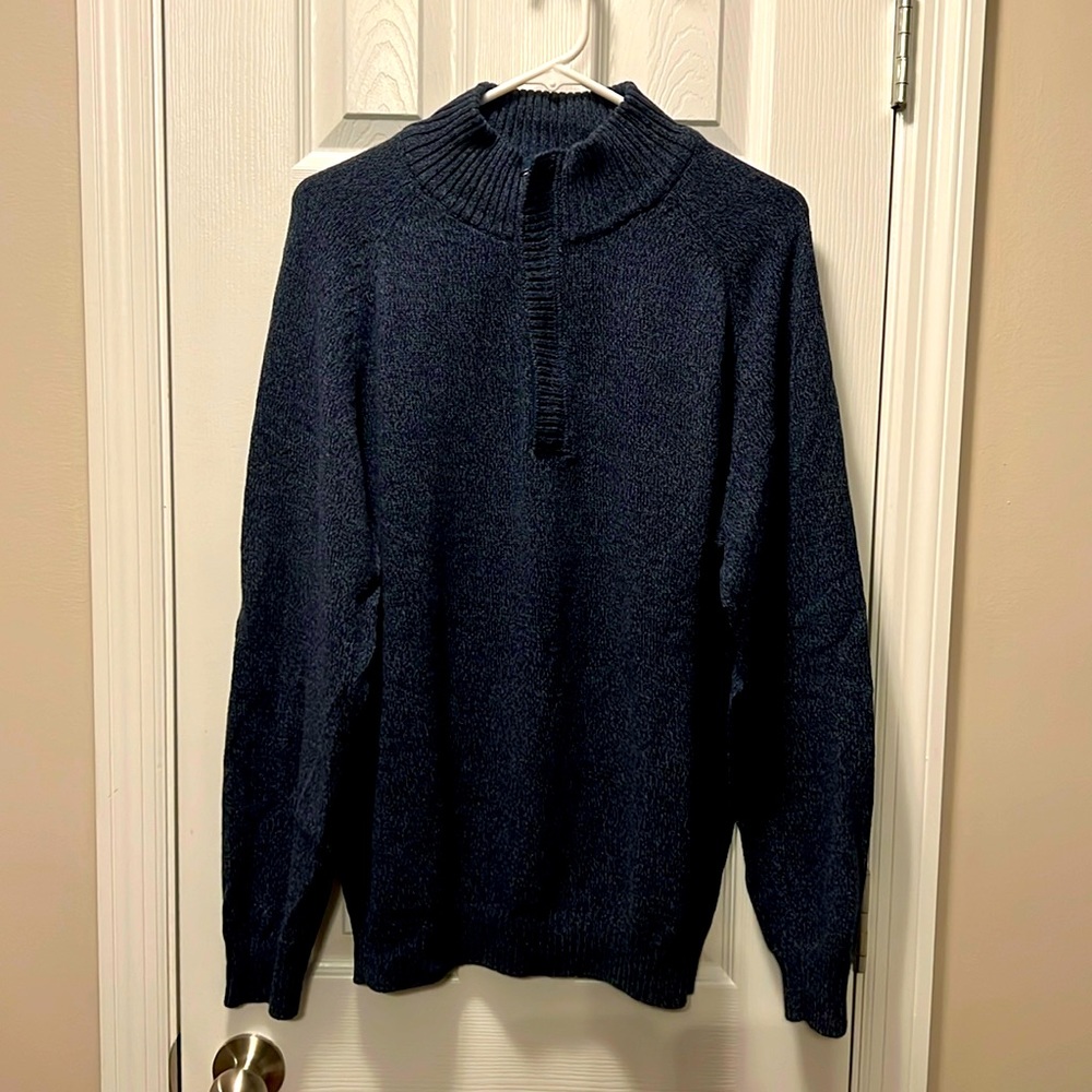Weatherproof Vintage 1/4 Zip Heather Blue Crew Neck Sweater
